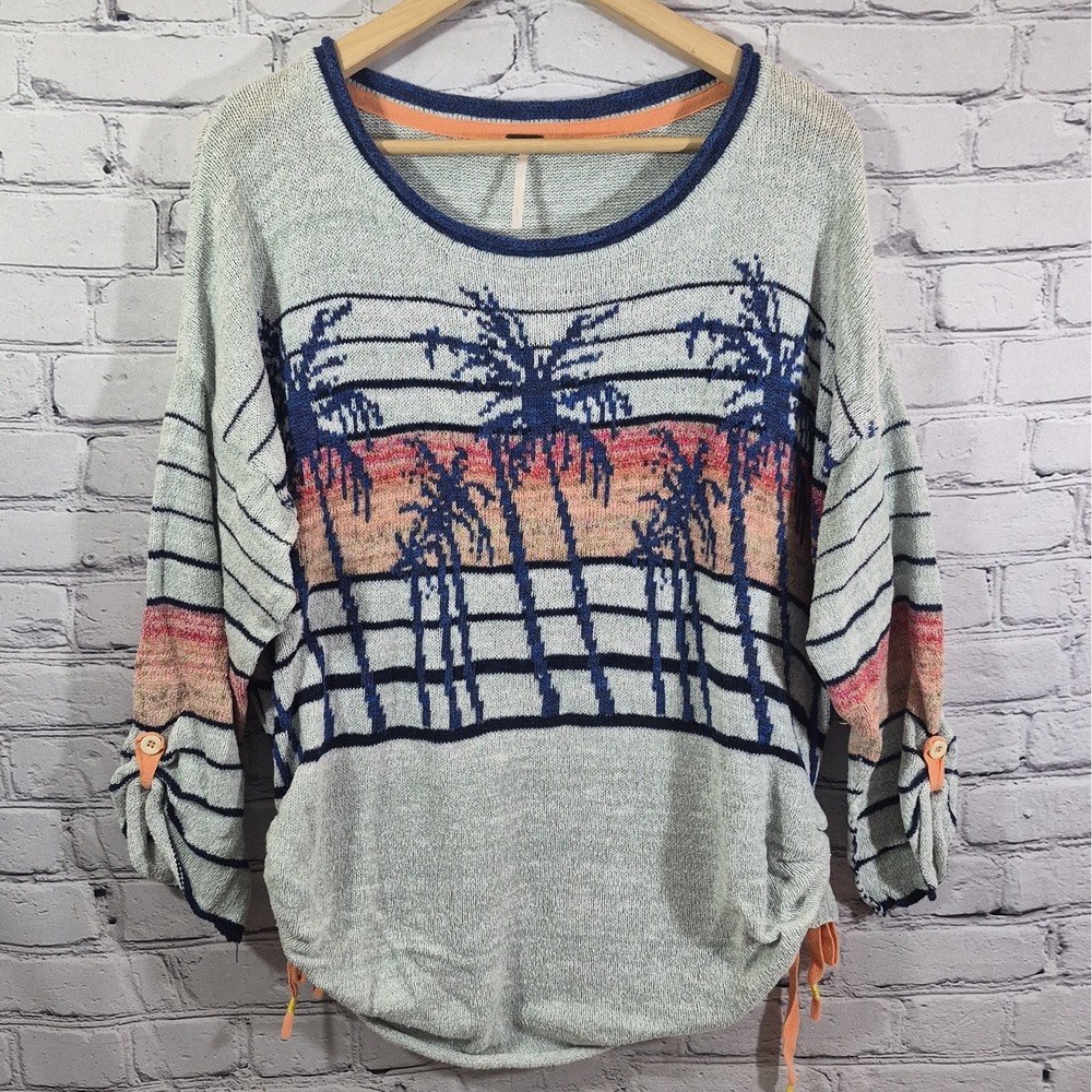 Free People Palm Breeze Sweater Womens Sz S Knit Beach Pullover Coastal Boho